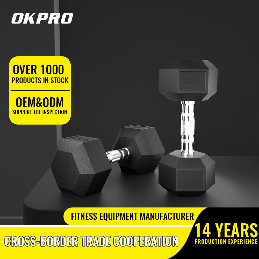 ヘキサゴン形 橡胶コーティング ダンベル -OK1013 | ラバーダンベル |